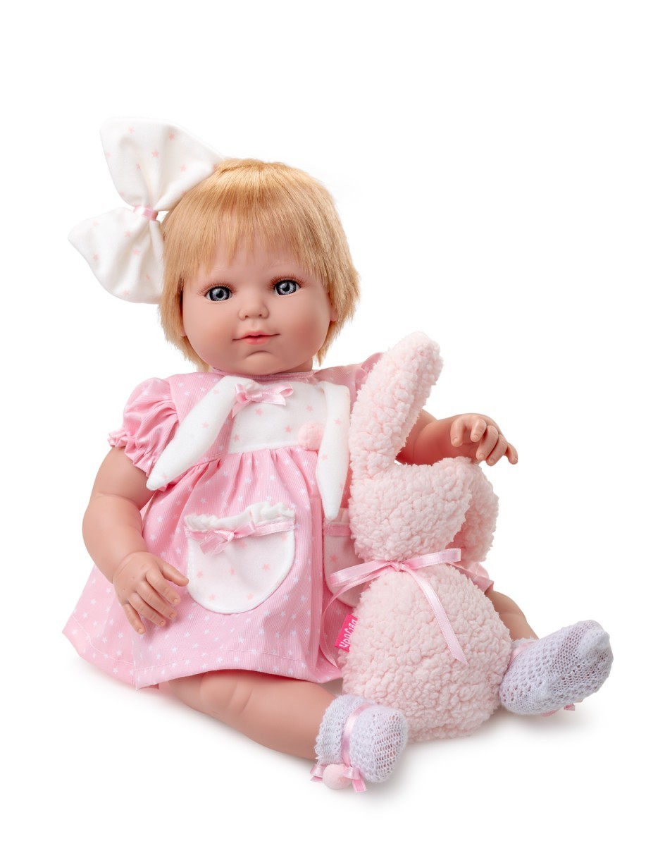 Berjuan кукла 1214 BABY SWEET в розовом с зайчиком