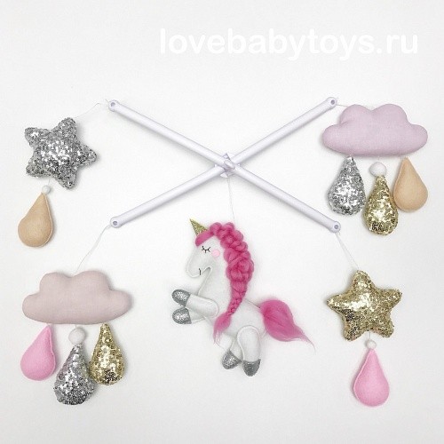 LoveBabyToys Мобиль Радужный единорог розовый