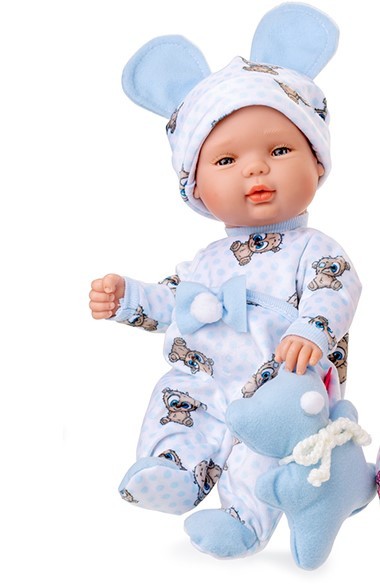  Berjuan кукла-пупс BABY SMILE  в голубой пижамке