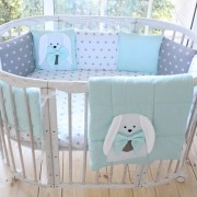 Happy Family Комплект в детскую кроватку с подушечками Добрый зайка